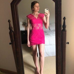 BCBG Hot Pink Short Lace Dress
